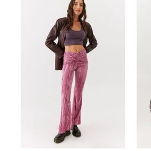 Pink Velvet Flare Pant Urban Outfitters XS